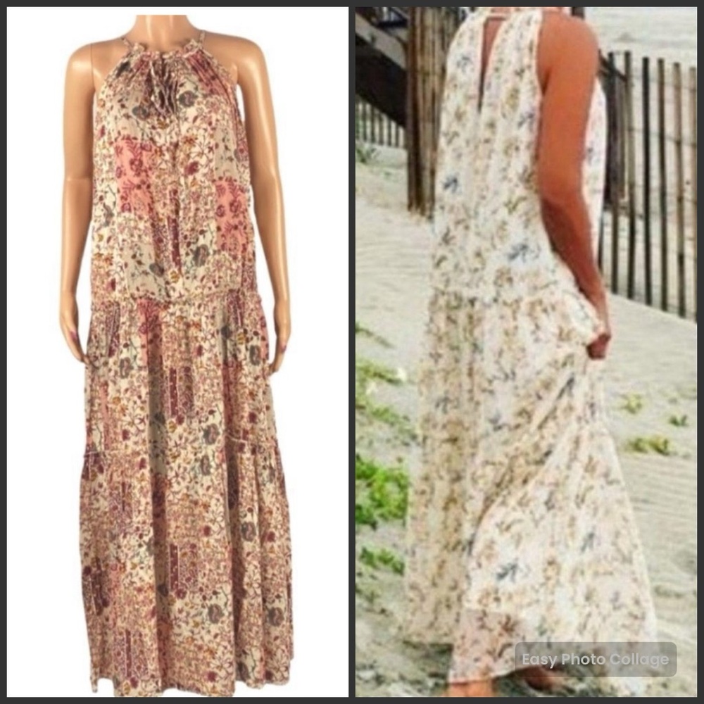 Anthropologie Drew‎ Halter Long Maxi Boho “ Naomi”Printed Tier size Small